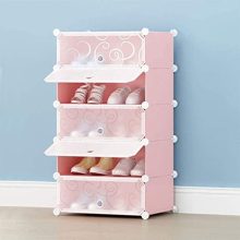 Rylan Diy Shoe Rack Organizer/Multi-Purpose Plastic 5 Layers Portable And Folding Shoe Rack (Pink)