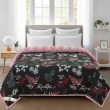 WEAVERS HUT Premium Ultrasonic Quilted Comforter | Fade-Resistant, Ultra-Soft Microfiber Fill is Hypoallergenic All-Season Comfort Stitching & Soft Finish (230X190CM) (Black)