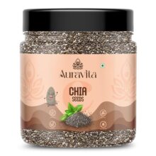 Auravita Premium Chia Seeds 250 Gram | Rich In Calcium, Protein & Fibre | 100% Clean Chia Seeds For Eating | Antioxidant Rich Superfood For Smoothies, Salads & Baking