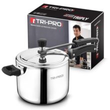 Bergner Tripro Tri-Ply Stainless Steel 5 L Inner Lid Pressure Cooker, Bakelite Safe Grip Handle, Triply Bottom, Healthy Cooking, Even And Faster Heating – Induction And Gas Stove Ready