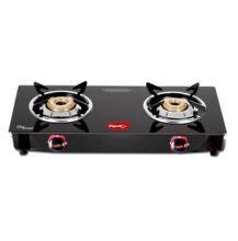 Pigeon Ignia 2 Burner Gas Stove | Brass Burner | Easy Cleaning | Toughened Glass | 2 year Warranty