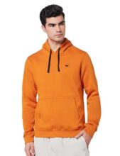 Wildcraft Men Sierra Solid Cotton Blend Hooded Casual Sweatshirt, Full Sleeve – Regular Fit, Rust, Medium