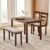 Home Centre | Helios Lia | Solid Wood | 4 Seater Dining Table Sets | Brown | 1 Table With 2 Chairs And 1 Bench | 1 Year Warranty