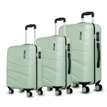 Safari Cabin Persia 8 Wheels Trolley Bags, Hard Case Polycarbonate, 360 Degree Wheeling Luggage, Travel Bags, Suitcase For Travel, Jade Green, Medium + Large, Set Of 3