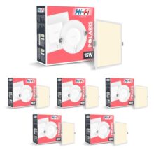 elleys’ Polaris +_ Square LED Panel Light – 15W (Warm White) | Tested Upto 4kV Surge Protection | Recessed Ceiling led Light Downlight for Home & Commercial (6 Pcs)