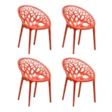 Nilkamal Plastic Chair For Living Room |Set Of 4 | 3 Year Warranty | For Home, Living Room, Outdoor | Bright Red Colour | Crystalpp