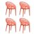 Nilkamal Plastic Chair For Living Room |Set Of 4 | 3 Year Warranty | For Home, Living Room, Outdoor | Bright Red Colour | Crystalpp