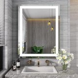 TEX-RO Bathroom Mirror with Led Lights – Wall-Mounted Wash Basin Mirror – Modern Mirror for Bathroom Wall (24×18 Inch)