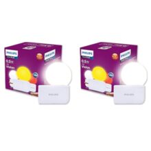 Philips Joy Vision Coral Rush 0.5W LED Night Lamp | Soft White Glow | Energy Efficient | Plug-in Prong Design | Ideal for Bedroom, Kids Room & Hallway (White, Pack of 2)
