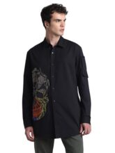 Jack & Jones Men Graphic Print Cotton Regular Fit Black Shirt