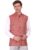 Skavij Men’S Indian Dupion Silk Weaving Design Sleeve Less Nehru Jacket Waistcoat Red_M
