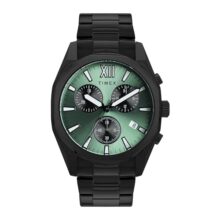 TIMEX Analog Watch for Men with Light Green Dial & Black Stainless Steel Bracelet Band – Water Resistant Men’s Wrist Watches -TWEG296SMU07