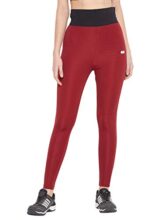 Clovia Women’S Polyester Activewear Ankle Length Tights (Ab0050P04_Red_S)