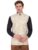 Skavij Men’S Indian Dupion Silk Printed Nehru Jacket Waistcoat Beige_S