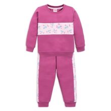 LuvLap Baby Girls Full Sleeve Sweatshirt & Pyjama Set Pack Of 1, Cotton Rich Fleece, Burgundy, M (3 to 6 Months)