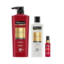 Tresemme Anti-Frizz Serum Combo For Long Lasting Frizz Control – Keratin Smooth 580 Ml Shampoo, Keratin Smooth 190Ml Conditioner And Keratin Smooth 50Ml Serum