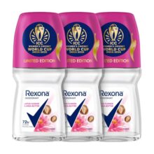 Rexona Lotus Flower & Shea Butter Antiperspirant Roll-On | For Women |72H Odour Protection | Limited Edition Pack – Icc Women’S Cricket World Cup India 2025 |50 Ml (Pack Of 3)