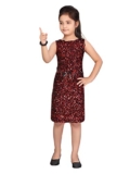 Aarika Girl’s Knee Length Dress Red 6 Years-7 Years