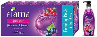 Fiama Shower Gel, Bearberry And Blackcurrant, 500Ml & Gel Bar Blackcurrant And Bearberry, With Skin Conditioners For Moisturized Skin 125G Soap (Pack Of 6)