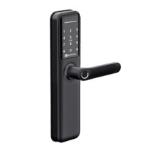 BonKaso Stainless Steel H6 Smart Door Lock and Office 6-Way Unlocking Features Fingerprint Passcode Key Card Access Bluetooth Mechanical Otp 2 Year Warranty (Black, Free Installation)