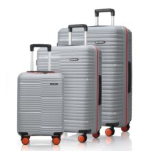 HRX Zanzibar 3Pc Set Canes Grey Polypropylene Hard Shell Suitcase Set – Premium Travel Trolley Bags with 8 Spinner Wheels, Number Lock & Water Resistant Body