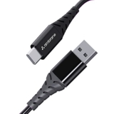 Ambrane 60W / 3A Fast Charging Output Type C To Usb Cable With Type-C To Usb For Mobile, Neckband, True Wireless Earphone Charging, 480Mbps Data Sync Speed, 1M Length (Act – Az10, Black)