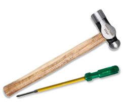 GIZMO Hand Tool Kit For Home; Tool Kit For Home Use Multipurpose With 2-in-1 Screwdriver 6″ & Wooden Handle Ball Pein Hammer 500g; Hand Tool Kit for Repairing, DIY, Auto Repairs, Car & Bike