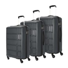 Kamiliant By American Tourister Harrier 3 Pc Set 56 Cms, 68 Cms & 78 Cms- Small, Medium & Large Polypropylene (Pp) Hard Sided 4 Wheels Spinner Luggage Set/Suitcase Set/Trolley Bag Set (Iron Grey)