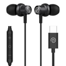 Ptron Boom Play V2 In-Ear Type C Wired Headphones With Mic, 10Mm Drivers For Immersive Sound & Deep Bass, 1.2M Tangle-Free Cable, In-Line Controls, Snug-Fit Metal Buds & Wide Compatibility (Black)