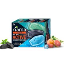 Fiama Men Gel Bar Active Celebration Pack with 3 Unique Gel Bars, 375g (125g – Pack of 3),Charcoal and Grapefruit, Refreshing Pulse and Energising Sport for Moisturised Skin, Soap for Men, For All Skin Types