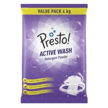 Amazon Brand – Presto! Active Wash Detergent Powder | 4 Kg | Tough On Stains | Gentle On Fabrics | Colour-Safe | Refreshing Fragrance | Machine And Hand Wash