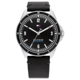 Tommy Hilfiger Analog Black Dial Leather Strap Watch for Men
