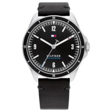 Tommy Hilfiger Analog Black Dial Leather Strap Watch for Men