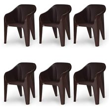 Supreme Futura Plastic Chairs For Home And Office (Set Of 6, Brown)