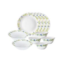 Larah by BOROSIL Cripper Opalware Dinner Floral Set, 10 -Piece, White
