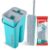 Spotzero By Milton 2-1 Flat Mop I Wash and Dry Chamber I Flexible Head I Premium 4X Absorbent Microfiber Refills I Floor Plus Wall Mop I Long Handle I Compact- Lightweight I 2.8 Litre