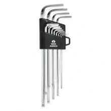 AGRICO Tata Set of 9, Long Allen Key/Wrench Key Set Garage Automotive, Household & Industrial Applications | L Shape Repair Tool, Standard | Grey (Pack of 1, ‎TAK002)