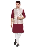 OS JEANS MEN’S COTTON KURTA, PYJAMA & SATIN NERHU JACKETS COMBO SET OF 3 PCS (SIZE: Medium TO 2XL)