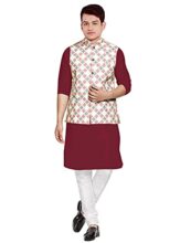 OS JEANS MEN’S COTTON KURTA, PYJAMA & SATIN NERHU JACKETS COMBO SET OF 3 PCS (SIZE: Medium TO 2XL)