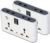 Flipkart SmartBuy Pack of 2 Three Pin 4  Socket Extension Boards(White, Black, 0 m)