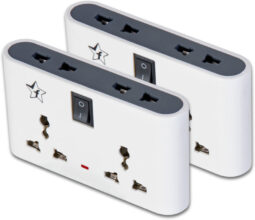 Flipkart SmartBuy Pack of 2 Three Pin 4  Socket Extension Boards(White, Black, 0 m)