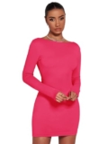 Kotty Women’S Boat Neck Bodycon Dress(Pink,L)