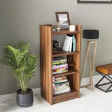 Furniture Cafe 3-Tier Brown Bookshelf – Engineered Wood Open Book Rack, Cube Shape Storage Organizer Stand For Home, Study Room, Bedroom, Living Room & Office