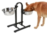 Premiumav Earth-Friendly U Shape Stand Dog Bowl – Large Size Stainless Steel Pet Feeder Made With Rice Husk – Eco-Friendly Food And Water Bowl For Dogs And Pets – 1 Unit Bounded Fusion
