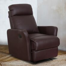 Recliners India – Sleek Single Seater Recliner Sofa | 3 Modes Of Comfort | Manual Recliner Chair | Cushion Armrest | Living Room Recliner Sofa | 1-Year Manufacturer Warranty | Colour- Brown