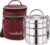 neelam Stainless Steel Lunch Box/Tiffin with Bag, 3-Tier Container, 1100 ml, Hot & Cold Leak-Proof, Compact & Durable, Perfect for Office, School, Picnic and Travel, Silver