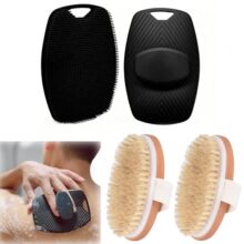4pcs Body Scrubber Set, Silicone Body Scrubber for Bathing, Scrubber for Body, Dry Brushing Body Brush, Silicone Loofah for Bathing, Back Scrubber for Men & Women Exfoliating