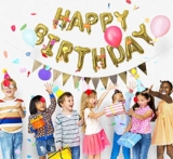 Crackles Happy Birthday Golden Foil Balloons In Capital Letters Upper Case For Birthday Decorations