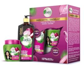 Dabur Vatika Hair Fall Control Onion Shampoo 640Ml + Intense Nourishment Onion Hair Mask 500G | Hair Fall Control Kit – Promotes Hair Growth | Prevents Split Ends | Maintains Scalp Health