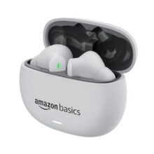 Amazon Basics True Wireless In-Ear Earbuds With Mic, Low-Latency Gaming Mode, Touch Control, Ipx5 Water-Resistance, Bluetooth 5.3, Up To 60 Hours Play Time, Voice Assistance And Fast Charging (White)